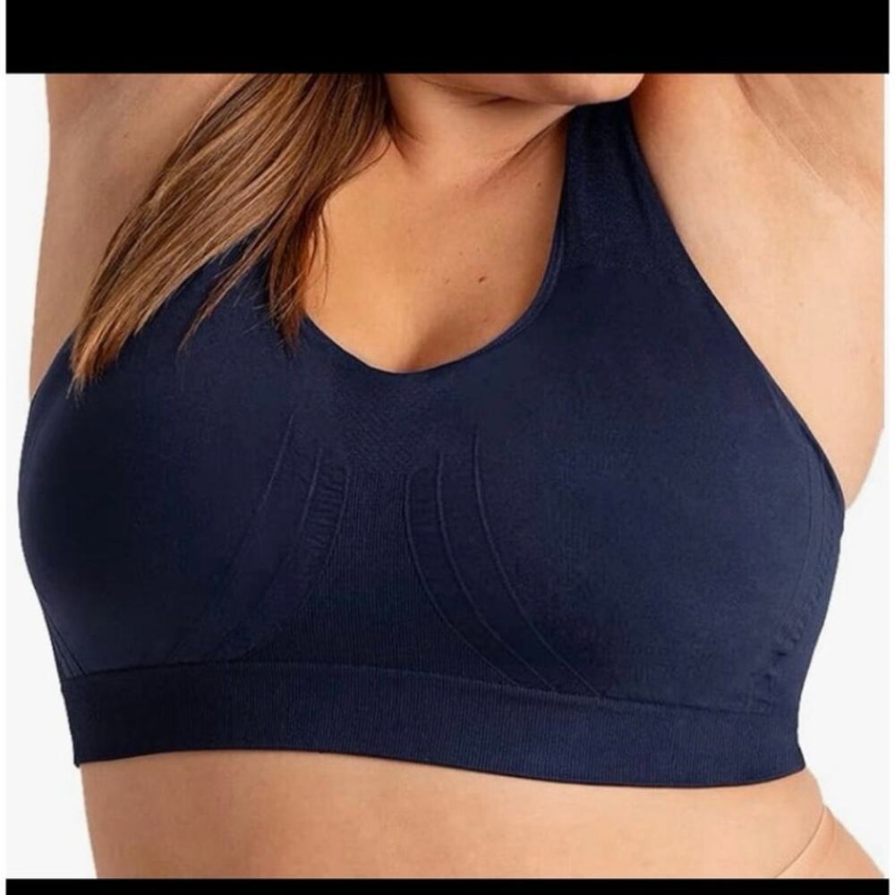Shapermint Truekind Navy White Trim Reactive Sports Bra XL Racerback Activewear